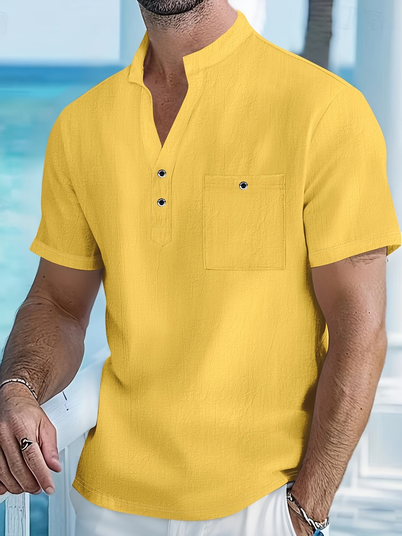 LIAM™ | Men's Linen Henley Shirt