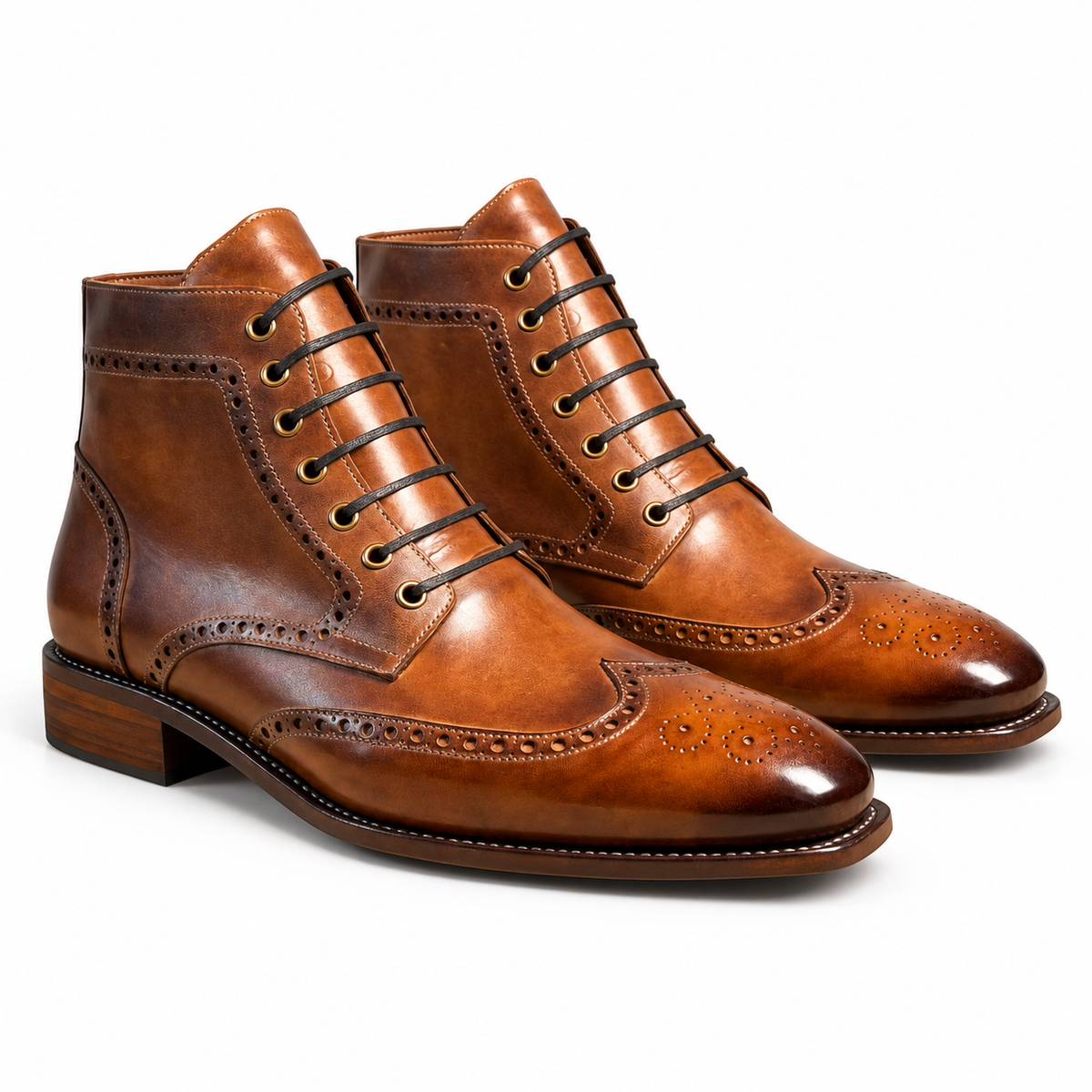 LIAM™ | Lancaster Burnished Brown Brogue Boots