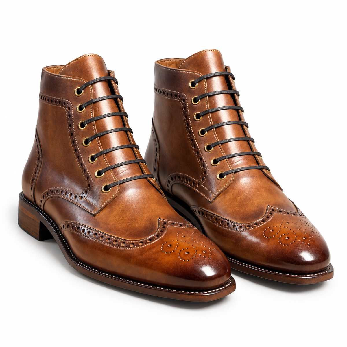 LIAM™ | Lancaster Burnished Brown Brogue Boots