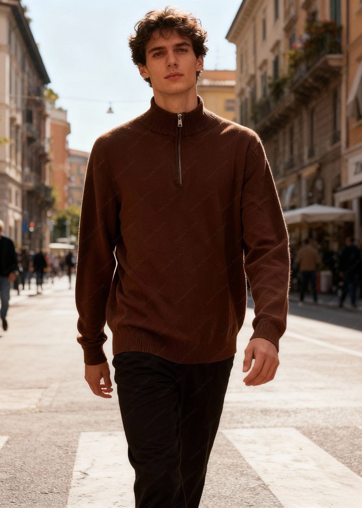LIAM™ | Half-Zip Sweater – Viscose Modal Pullover with High Collar CT-007