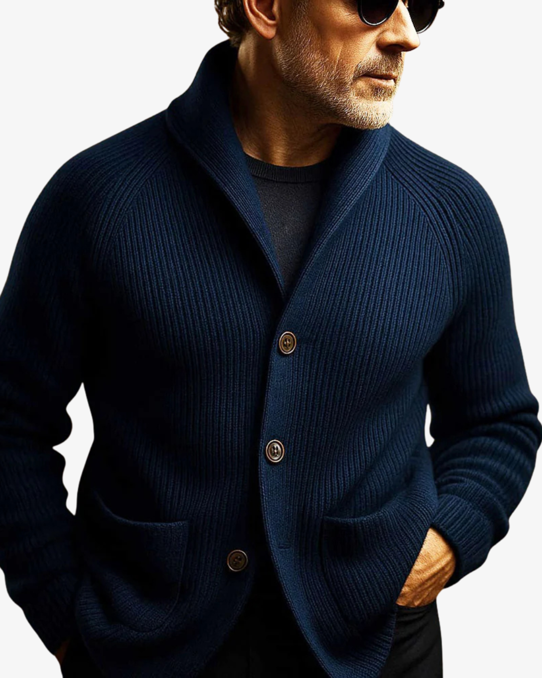 LIAM™ | Lawrence Tailored Button-Front Knit Cardigan