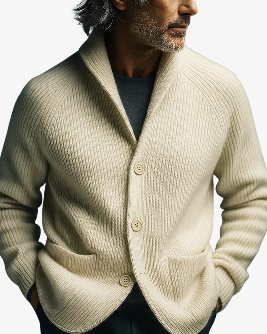 LIAM™ | Lawrence Tailored Button-Front Knit Cardigan