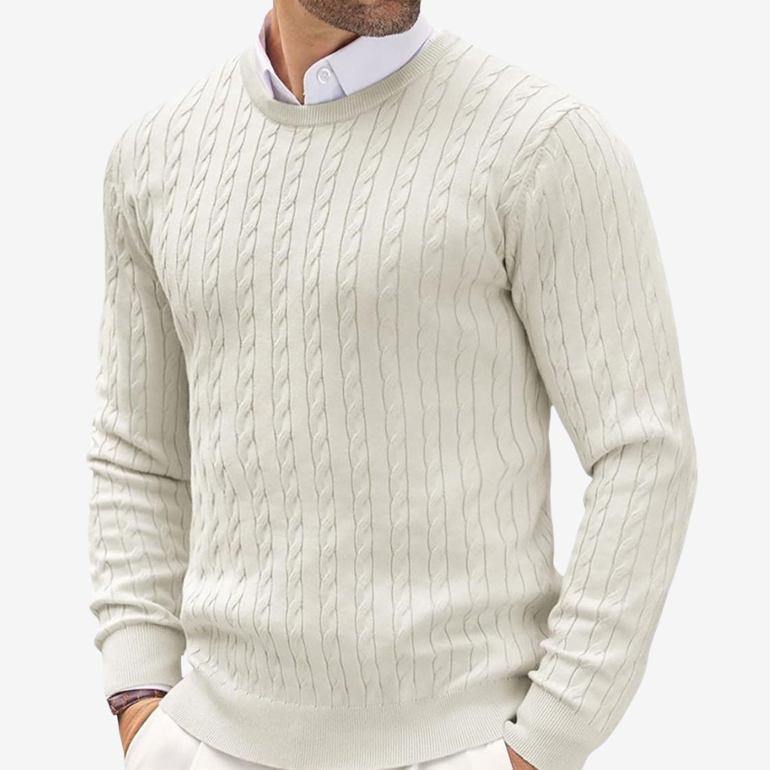 LIAM™ | Robin Crew Neck Cable Knit Sweater