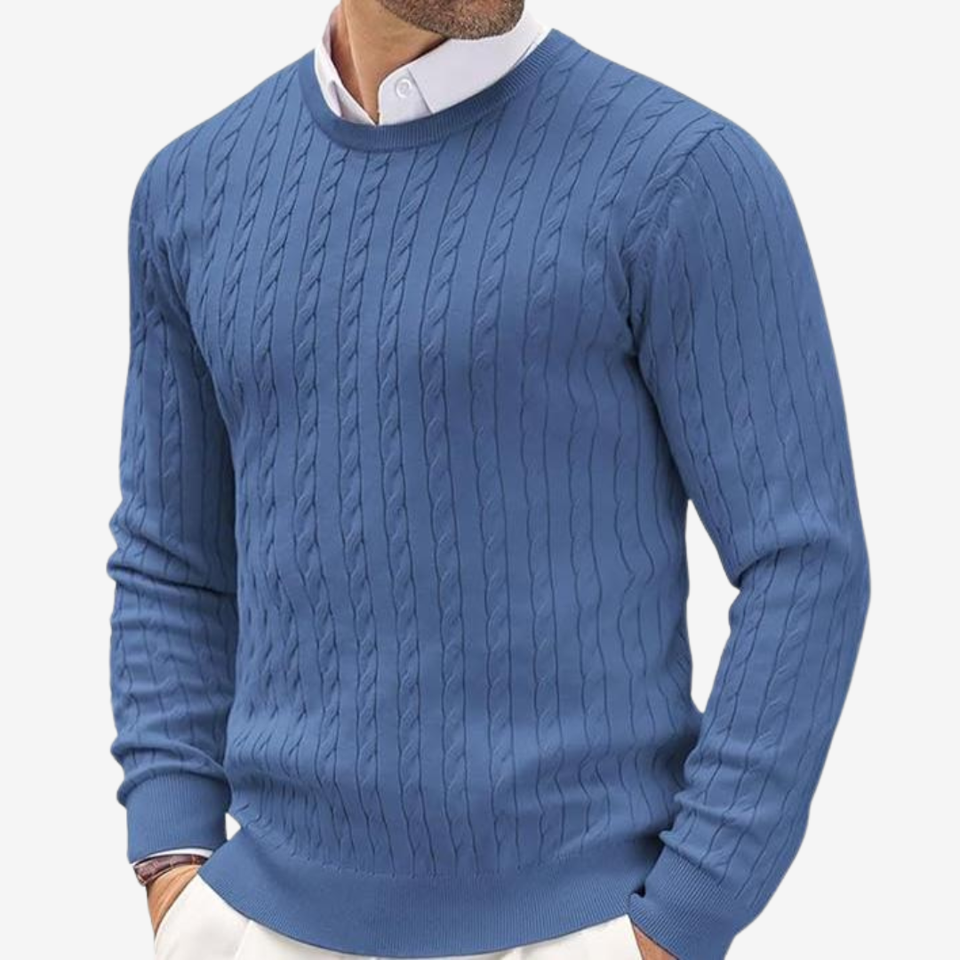 LIAM™ | Robin Crew Neck Cable Knit Sweater