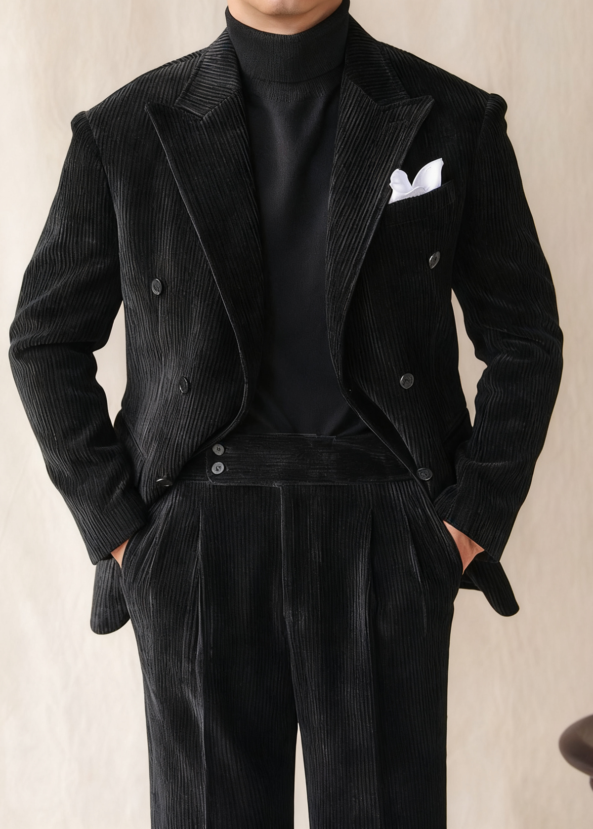 LIAM™ | Naples Men’s Double-Breasted Corduroy Suit Jacket