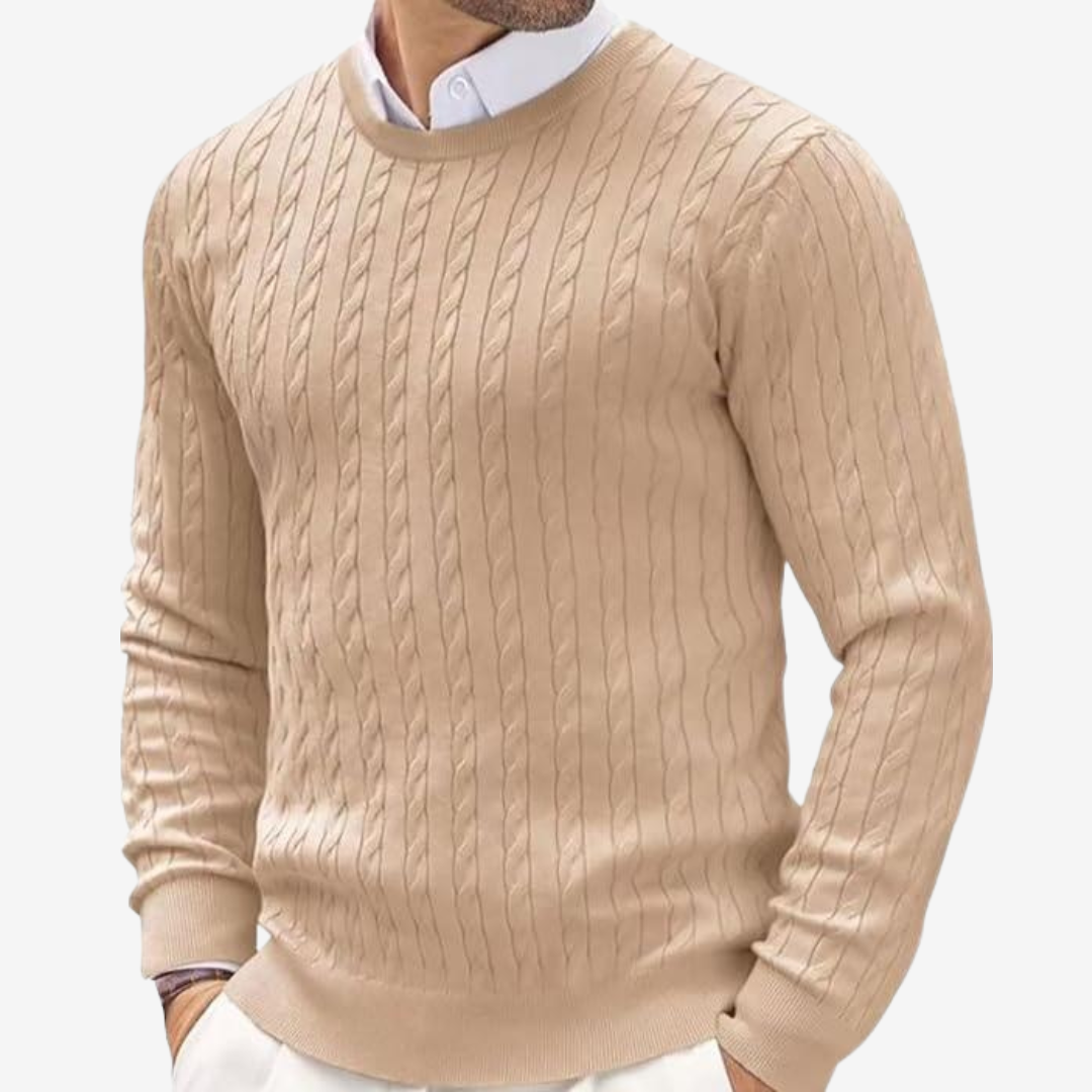 LIAM™ | Robin Crew Neck Cable Knit Sweater