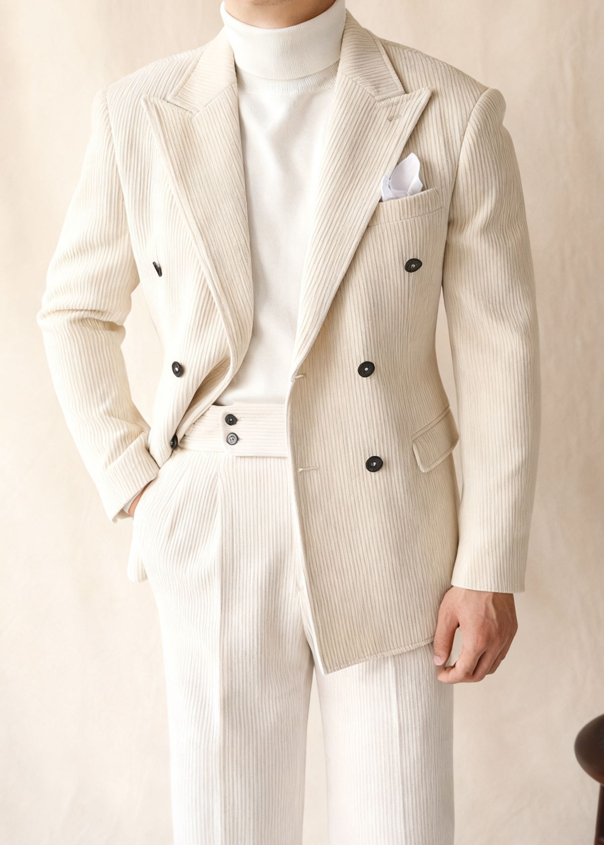 LIAM™ | Naples Men’s Double-Breasted Corduroy Suit Jacket