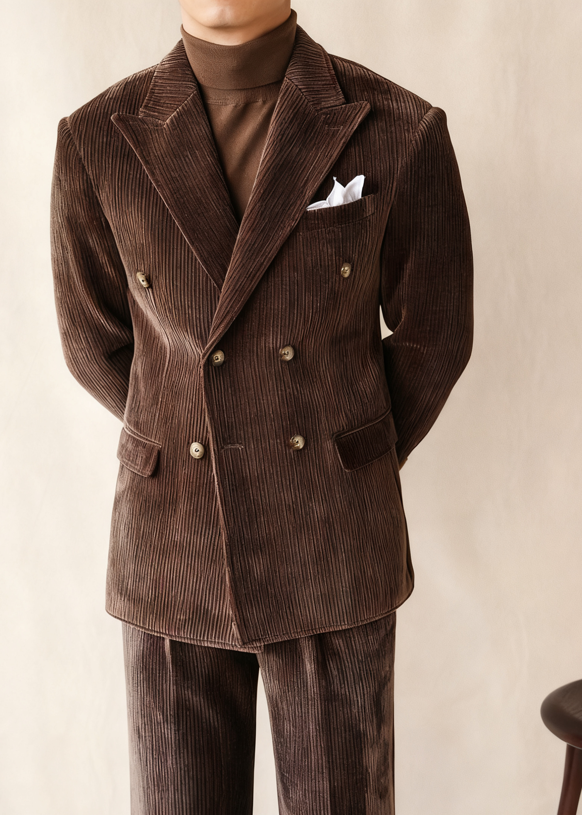 LIAM™ | Naples Men’s Double-Breasted Corduroy Suit Jacket