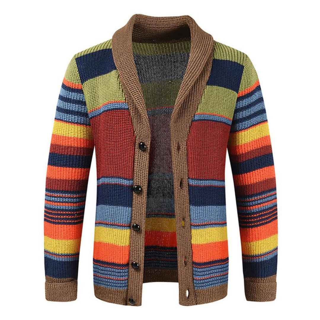 LIAM™ | Men's Striped Shawl Collar Cardigan