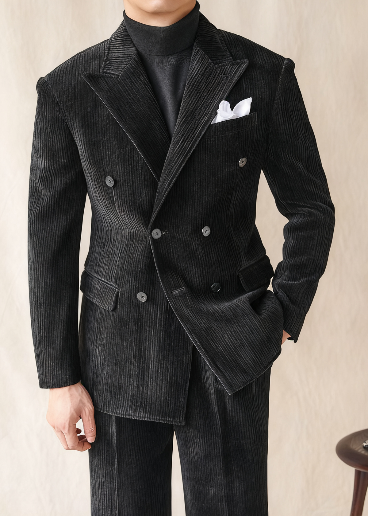 LIAM™ | Naples Men’s Double-Breasted Corduroy Suit Jacket