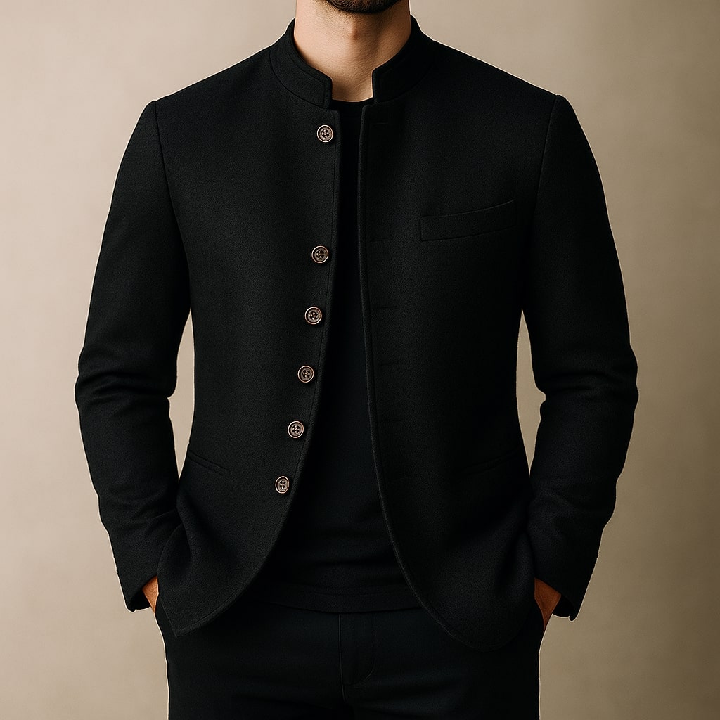 LIAM™ | WOOL JACKET WITH STRAIGHT COLLAR