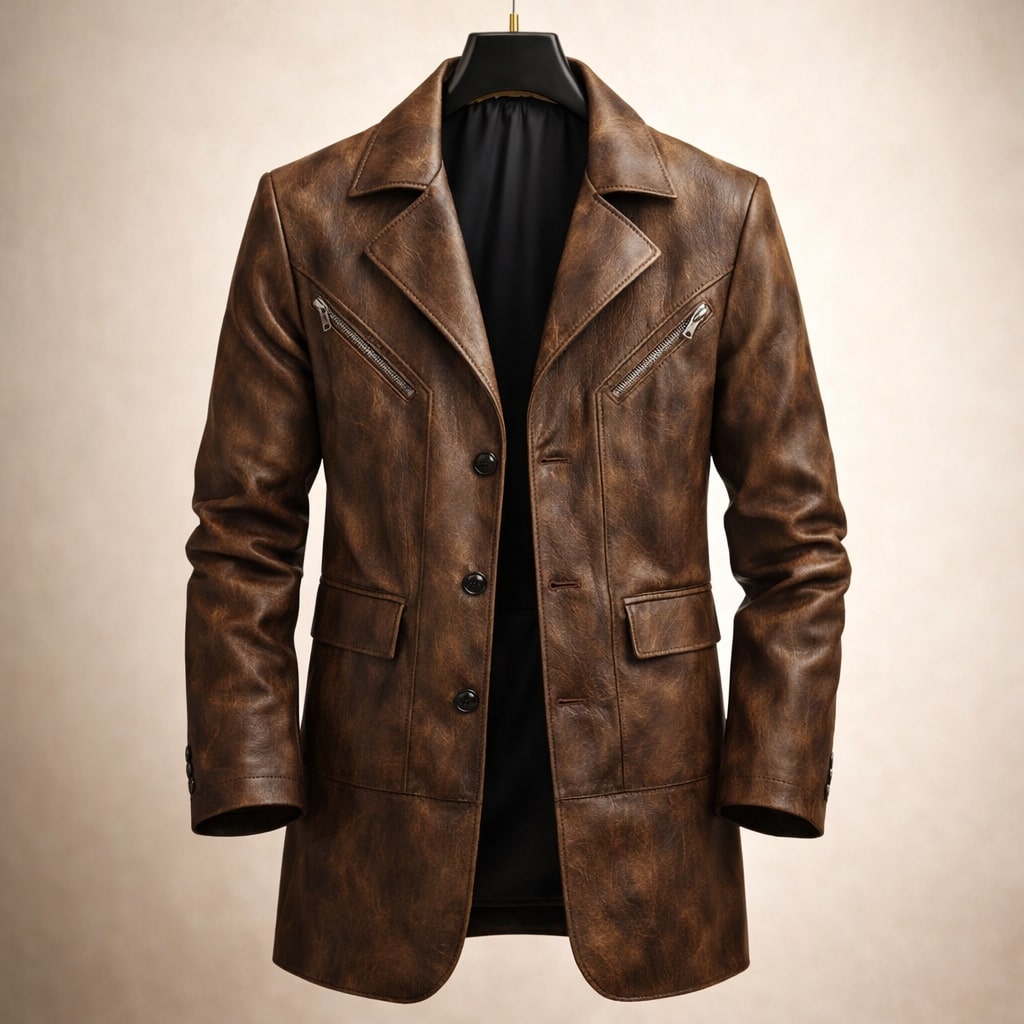 LIAM™ | Men's Structured Leather Panel Coat