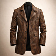 LIAM™ | Men's Structured Leather Panel Coat