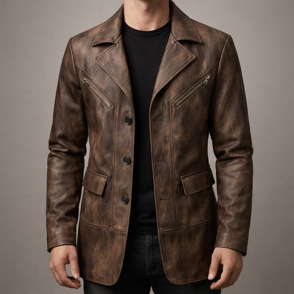 LIAM™ | Men's Structured Leather Panel Coat