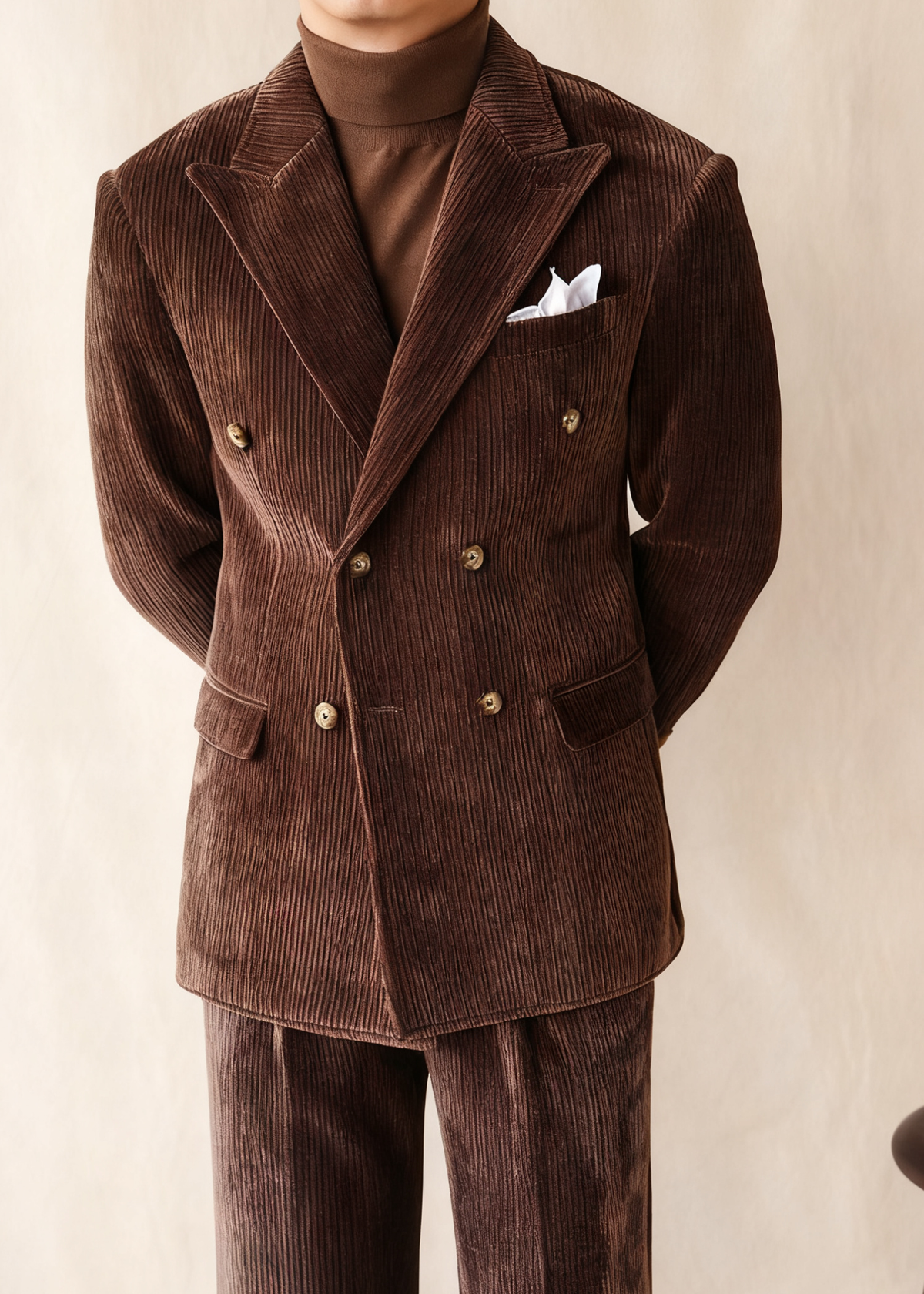 LIAM™ | Naples Men’s Double-Breasted Corduroy Suit Jacket