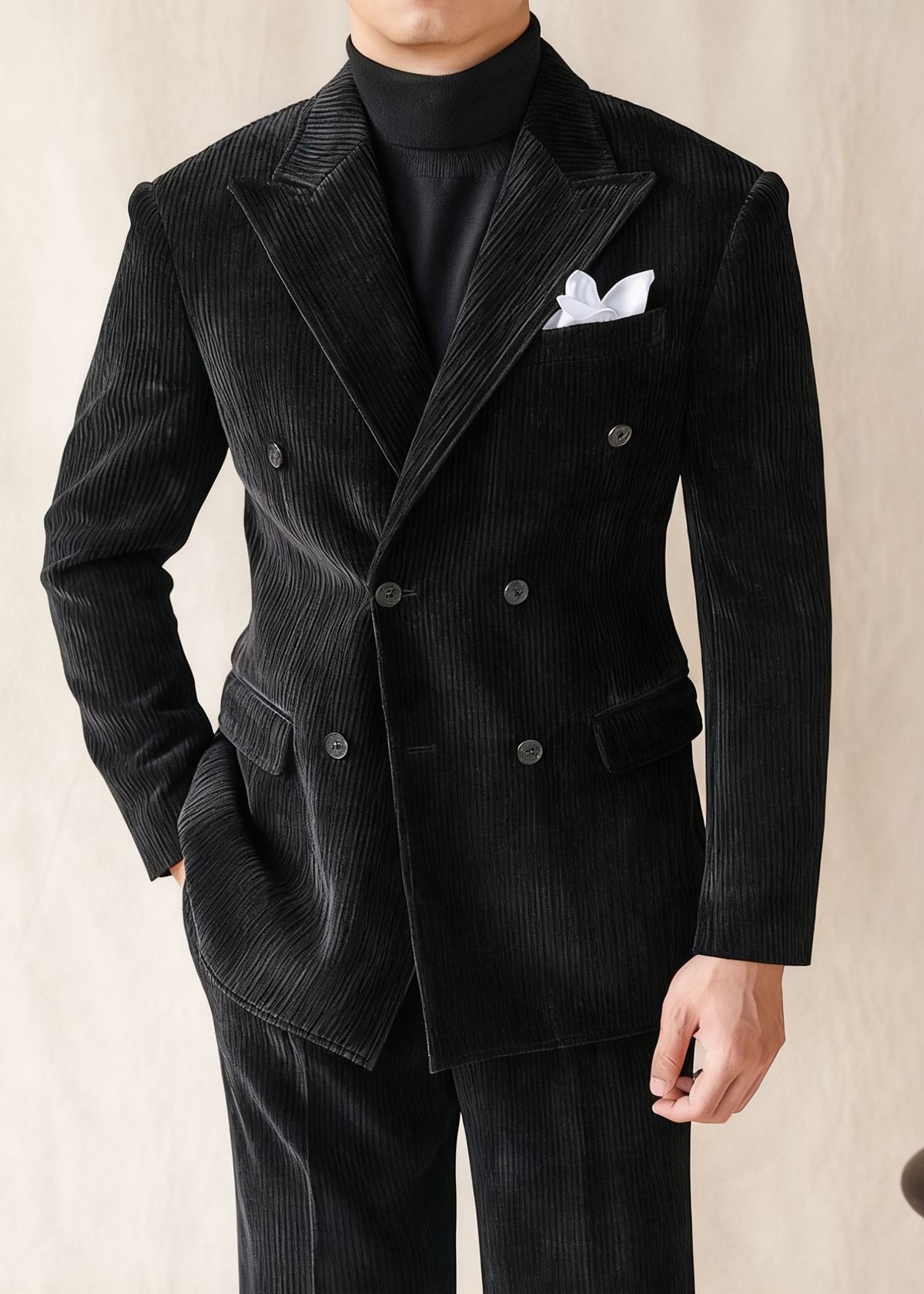 LIAM™ | Naples Men’s Double-Breasted Corduroy Suit Jacket