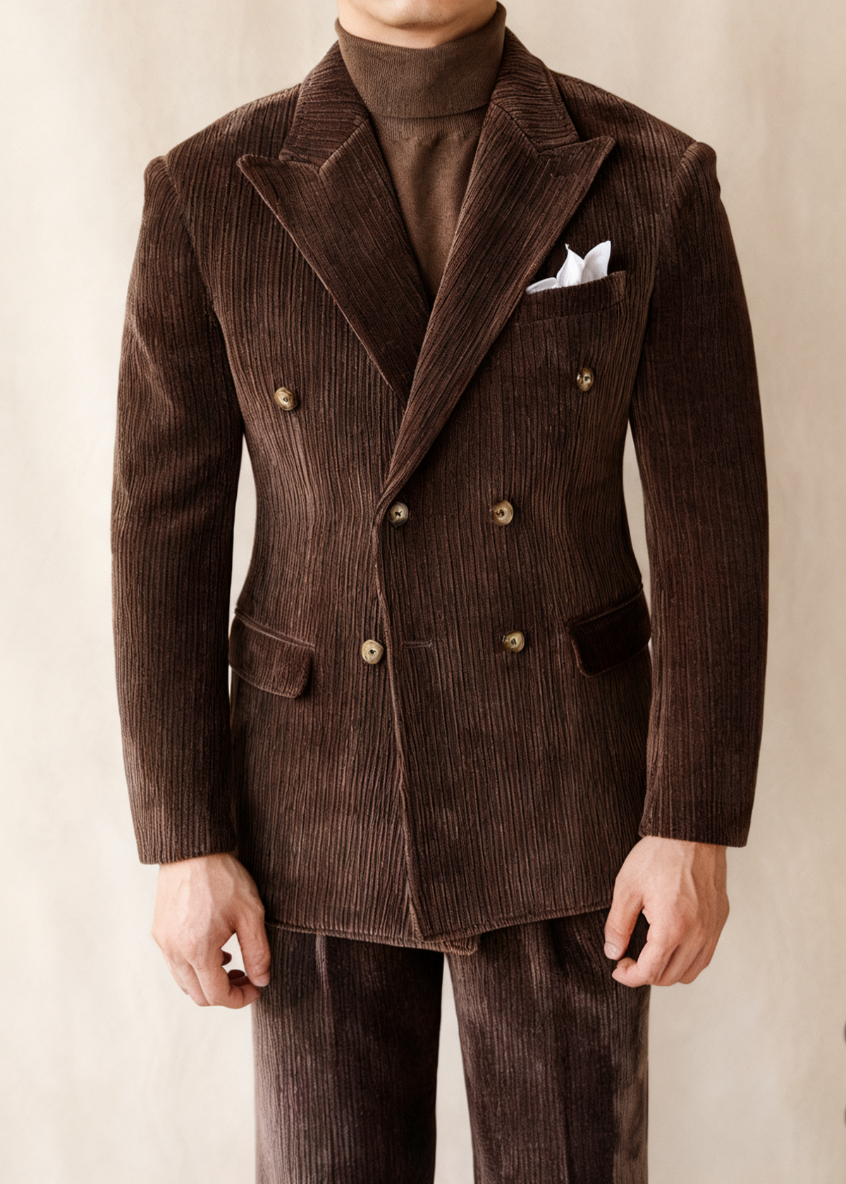 LIAM™ | Naples Men’s Double-Breasted Corduroy Suit Jacket