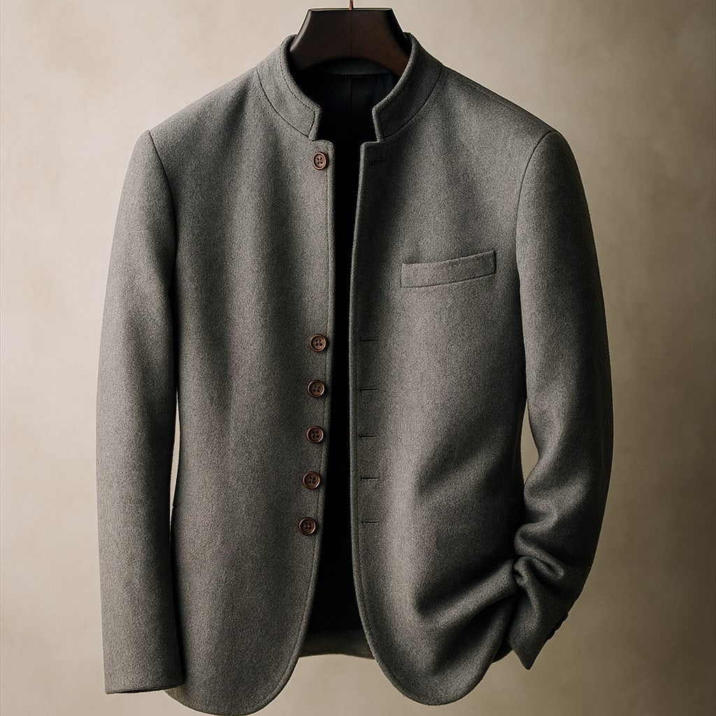 LIAM™ | WOOL JACKET WITH STRAIGHT COLLAR