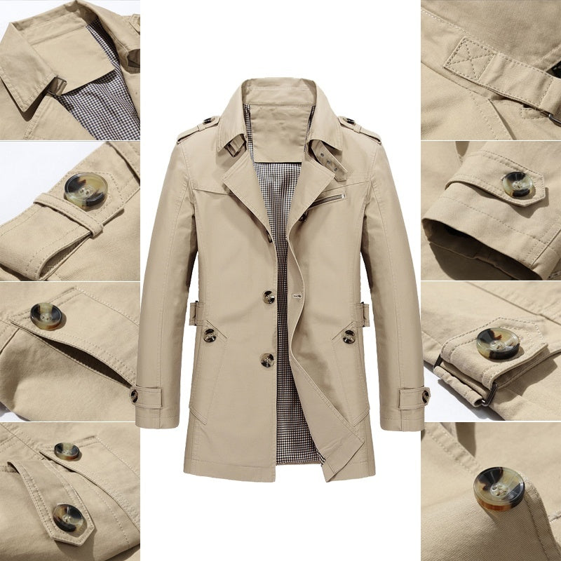 LIAM™ | Men's Long Button-Front Trenchcoat