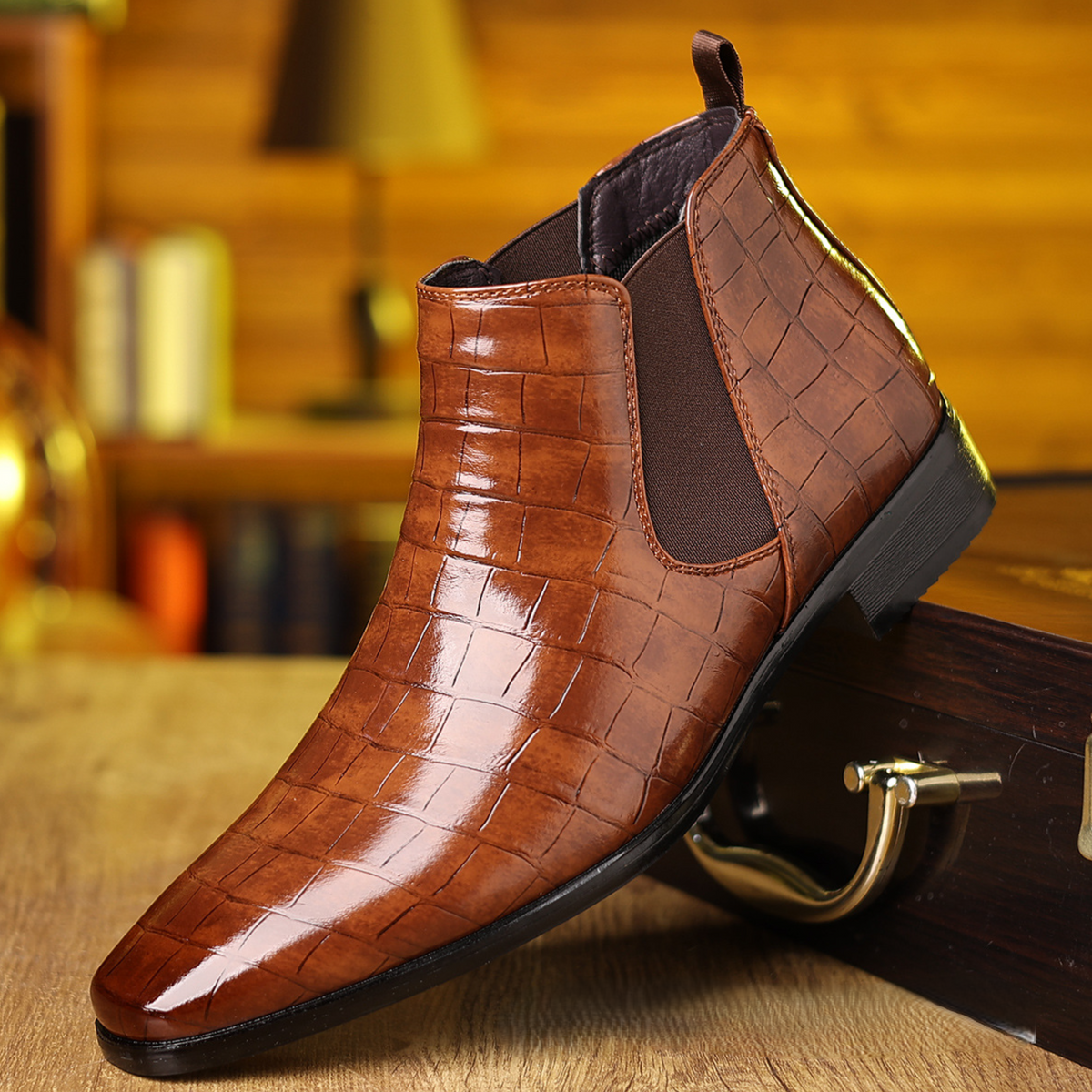 LIAM™ | Luxury Croc Chelsea Boots