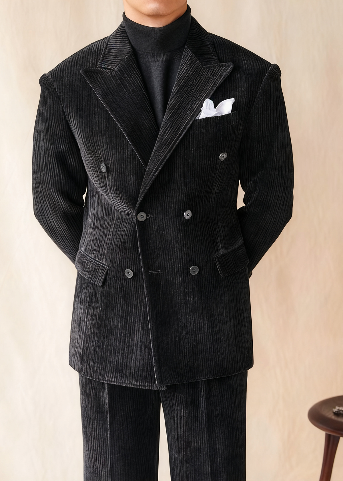 LIAM™ | Naples Men’s Double-Breasted Corduroy Suit Jacket