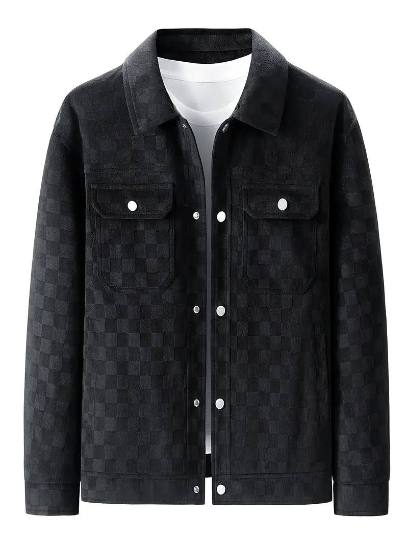 LIAM™ | Mavrick Checkered Suede Jacket