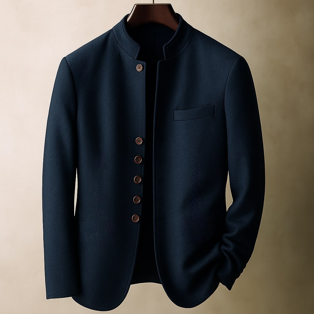 LIAM™ | WOOL JACKET WITH STRAIGHT COLLAR