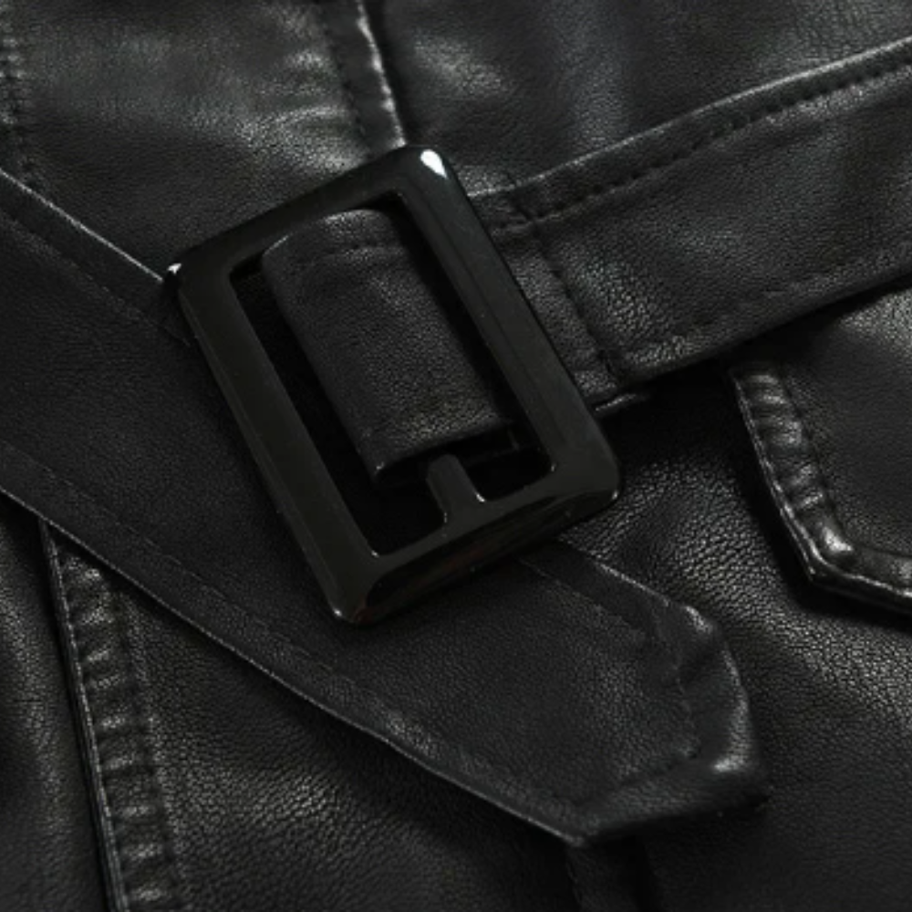 LIAM™ | Elegant Long Leather Biker Jacket