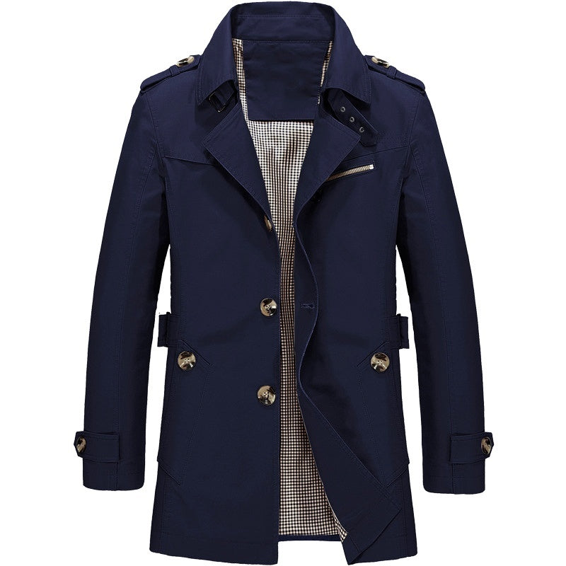 LIAM™ | Men's Long Button-Front Trenchcoat