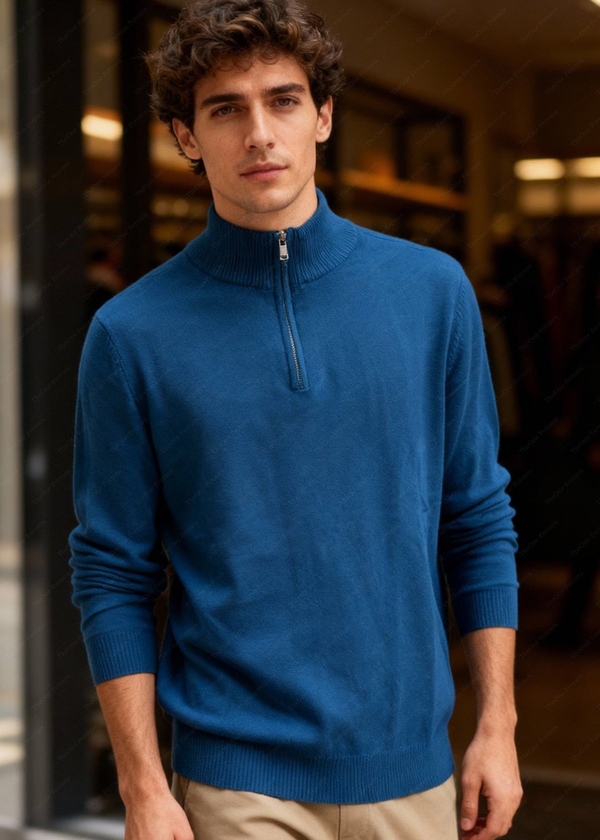 LIAM™ | Half-Zip Sweater – Viscose Modal Pullover with High Collar CT-007