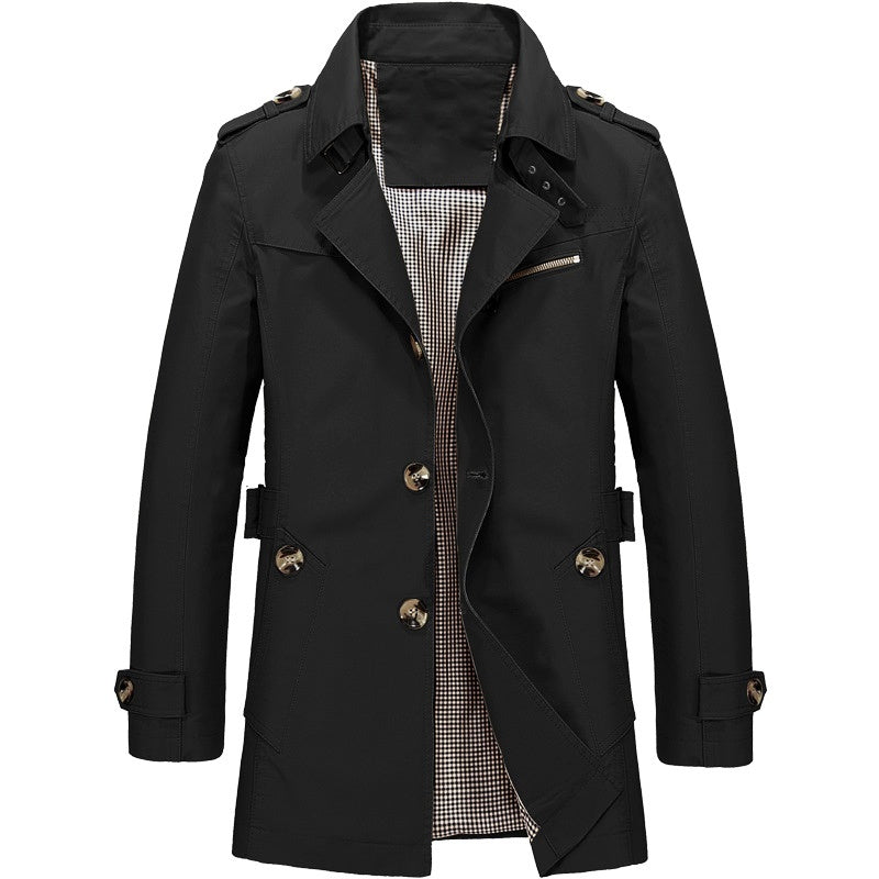 LIAM™ | Men's Long Button-Front Trenchcoat