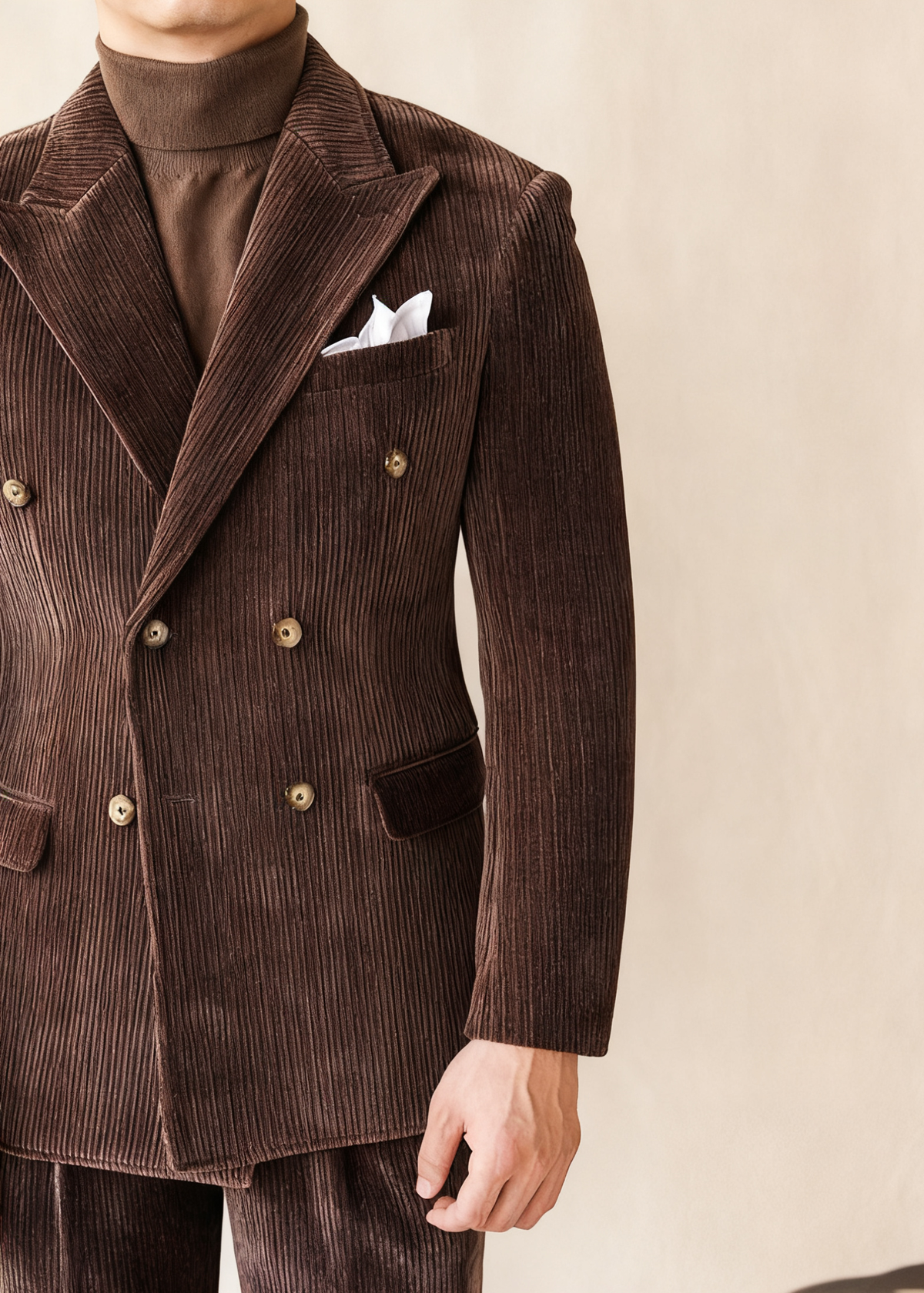 LIAM™ | Naples Men’s Double-Breasted Corduroy Suit Jacket