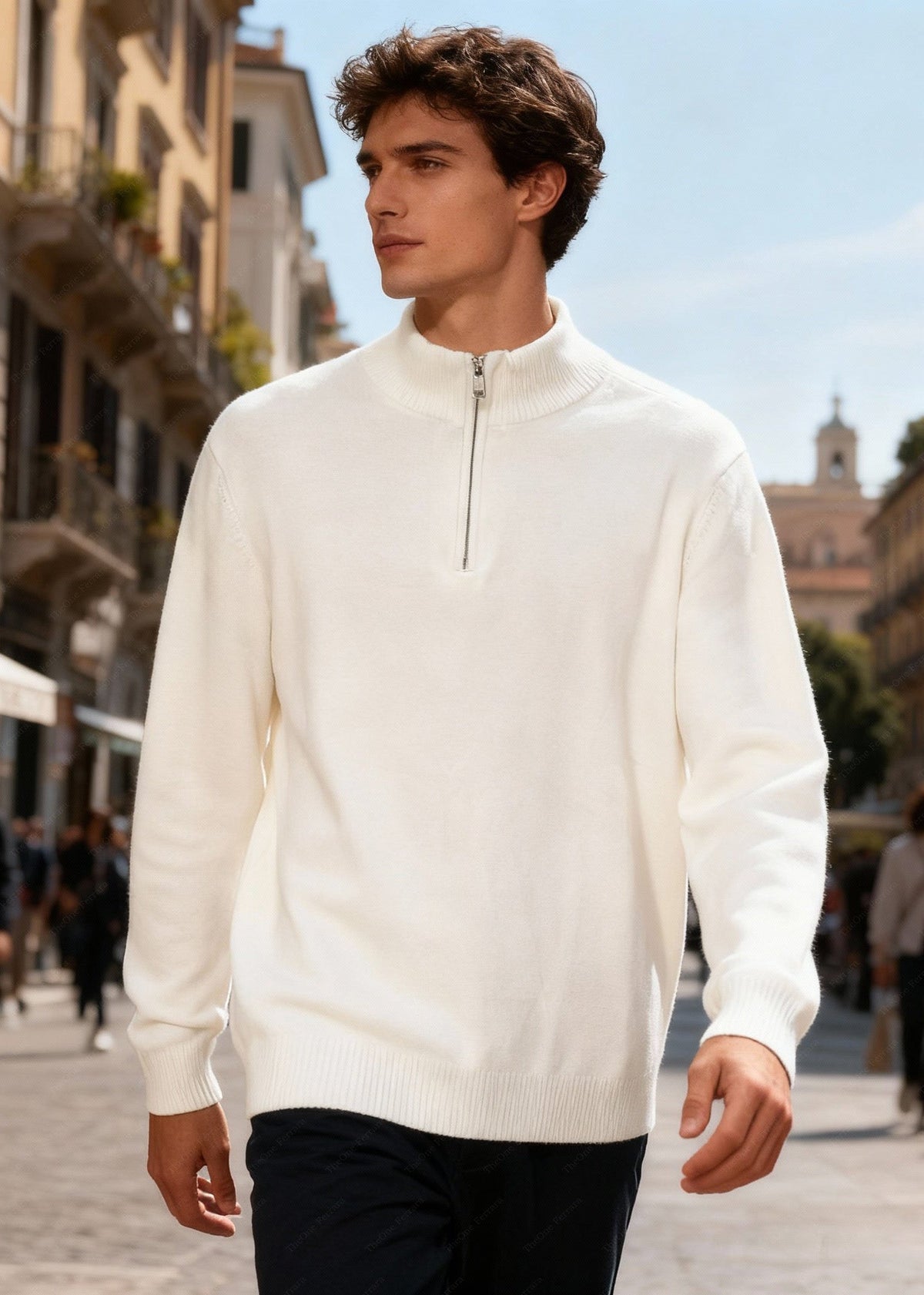 LIAM™ | Half-Zip Sweater – Viscose Modal Pullover with High Collar CT-007