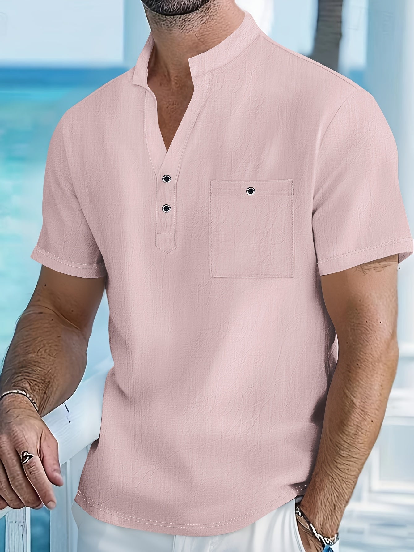 LIAM™ | Men's Linen Henley Shirt