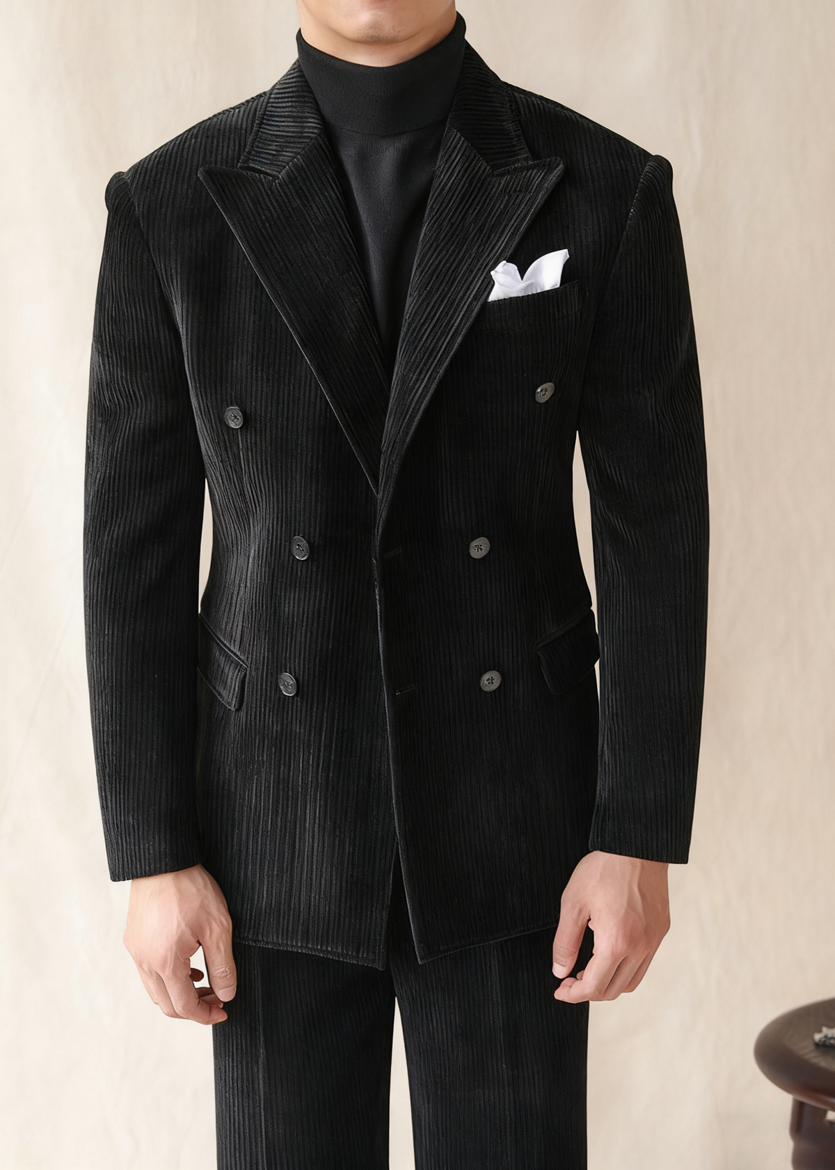 LIAM™ | Naples Men’s Double-Breasted Corduroy Suit Jacket