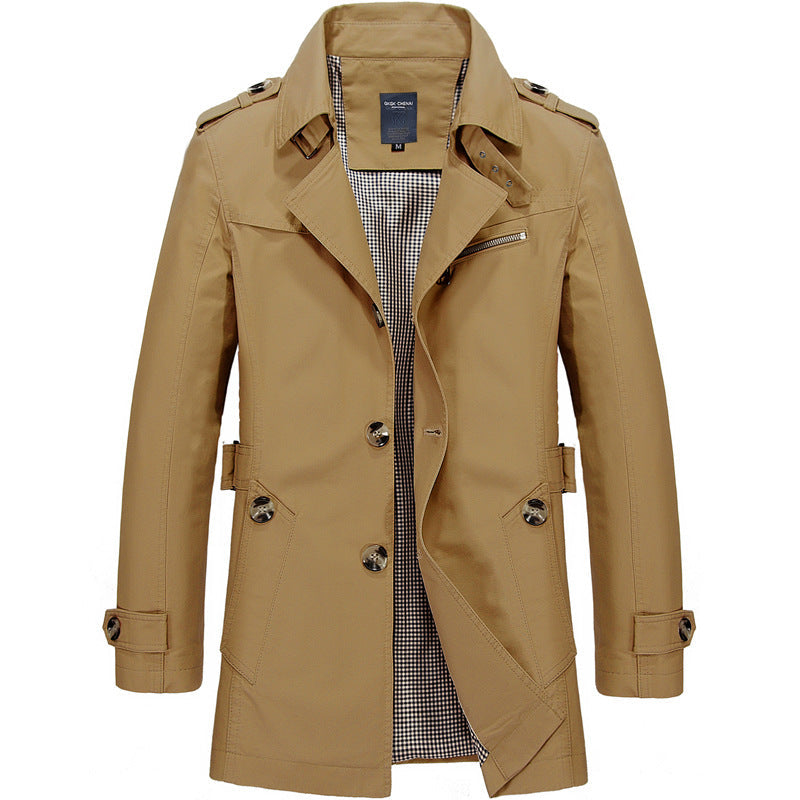 LIAM™ | Men's Long Button-Front Trenchcoat