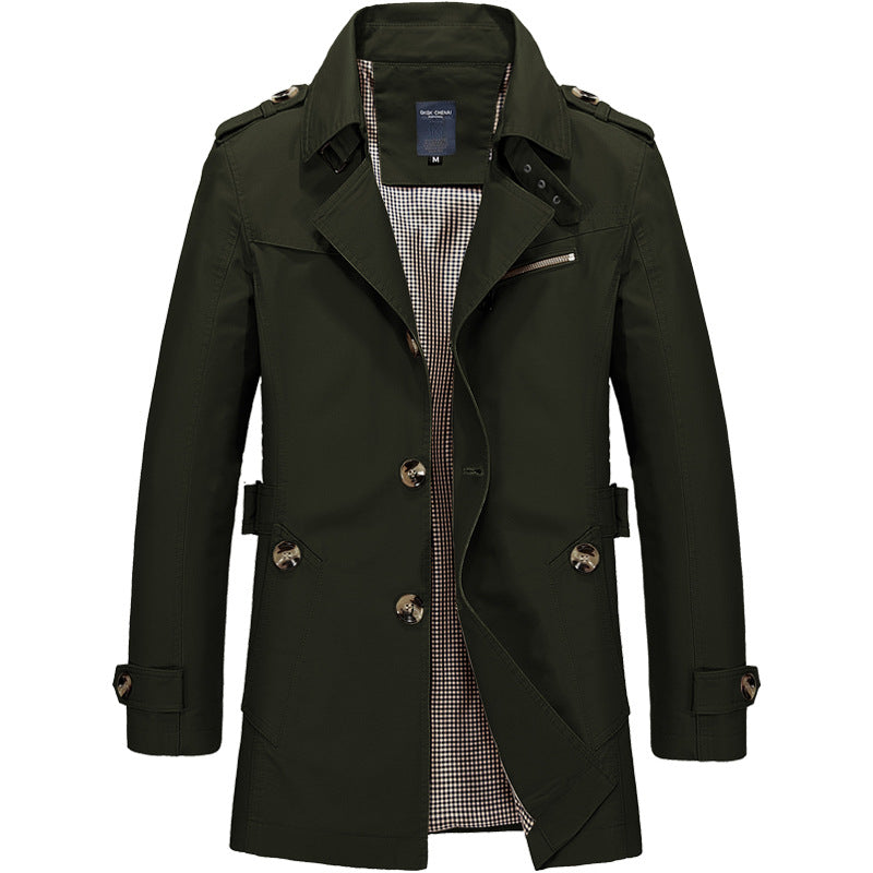 LIAM™ | Men's Long Button-Front Trenchcoat