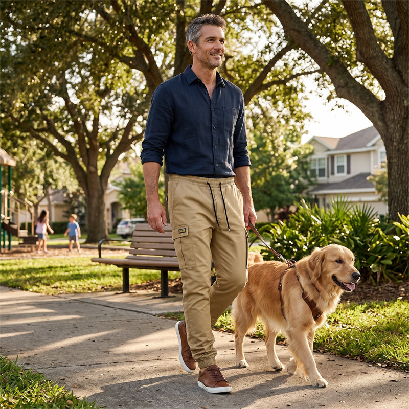 LIAM™ | Men's Cargo Joggers – Drawstring Waist & Tapered Fit