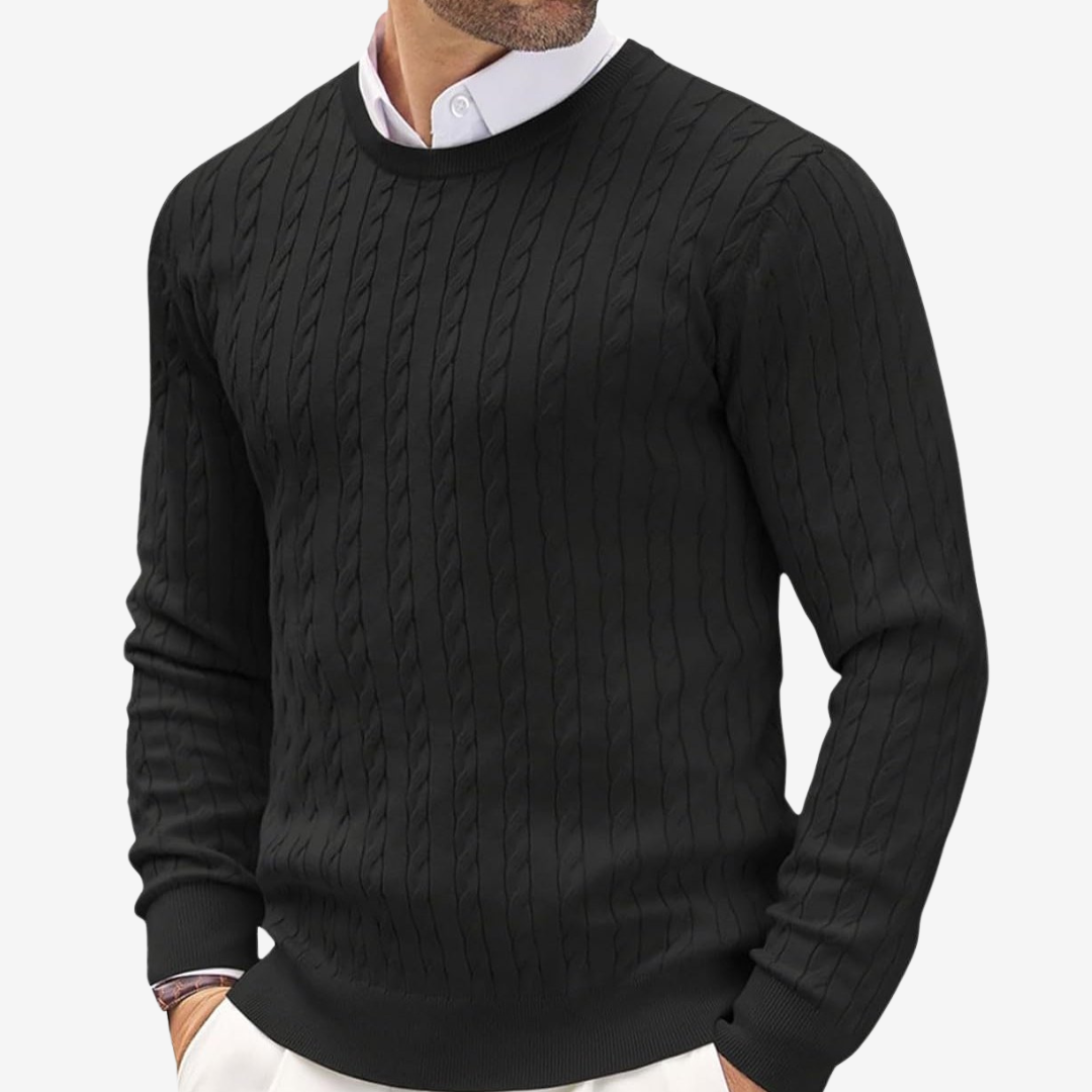 LIAM™ | Robin Crew Neck Cable Knit Sweater
