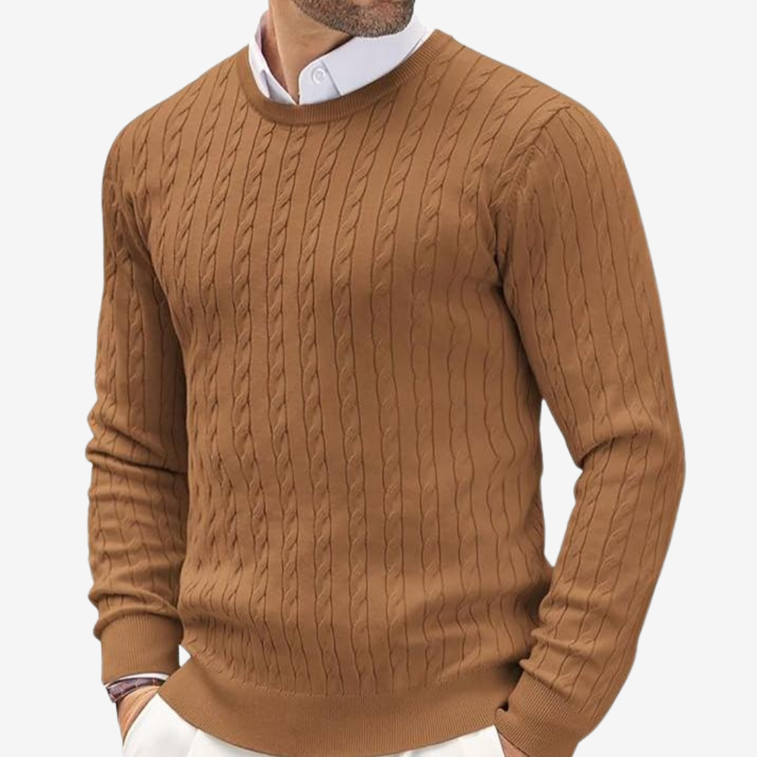LIAM™ | Robin Crew Neck Cable Knit Sweater
