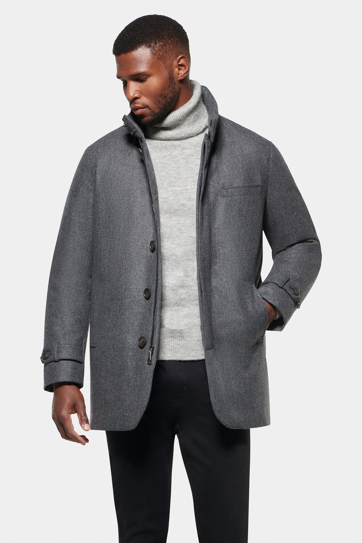 LIAM™ | Slim Hooded Stretch Car Coat, Charcoal
