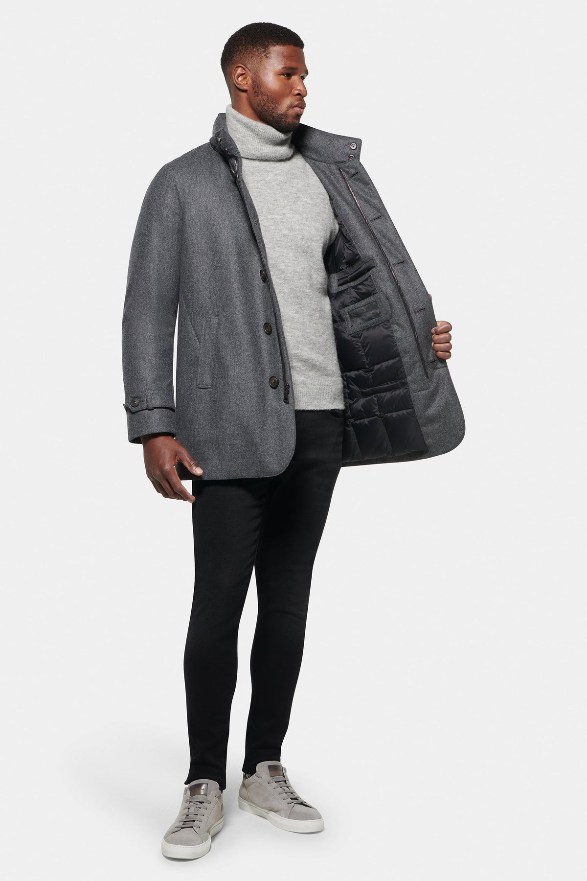 LIAM™ | Slim Hooded Stretch Car Coat, Charcoal