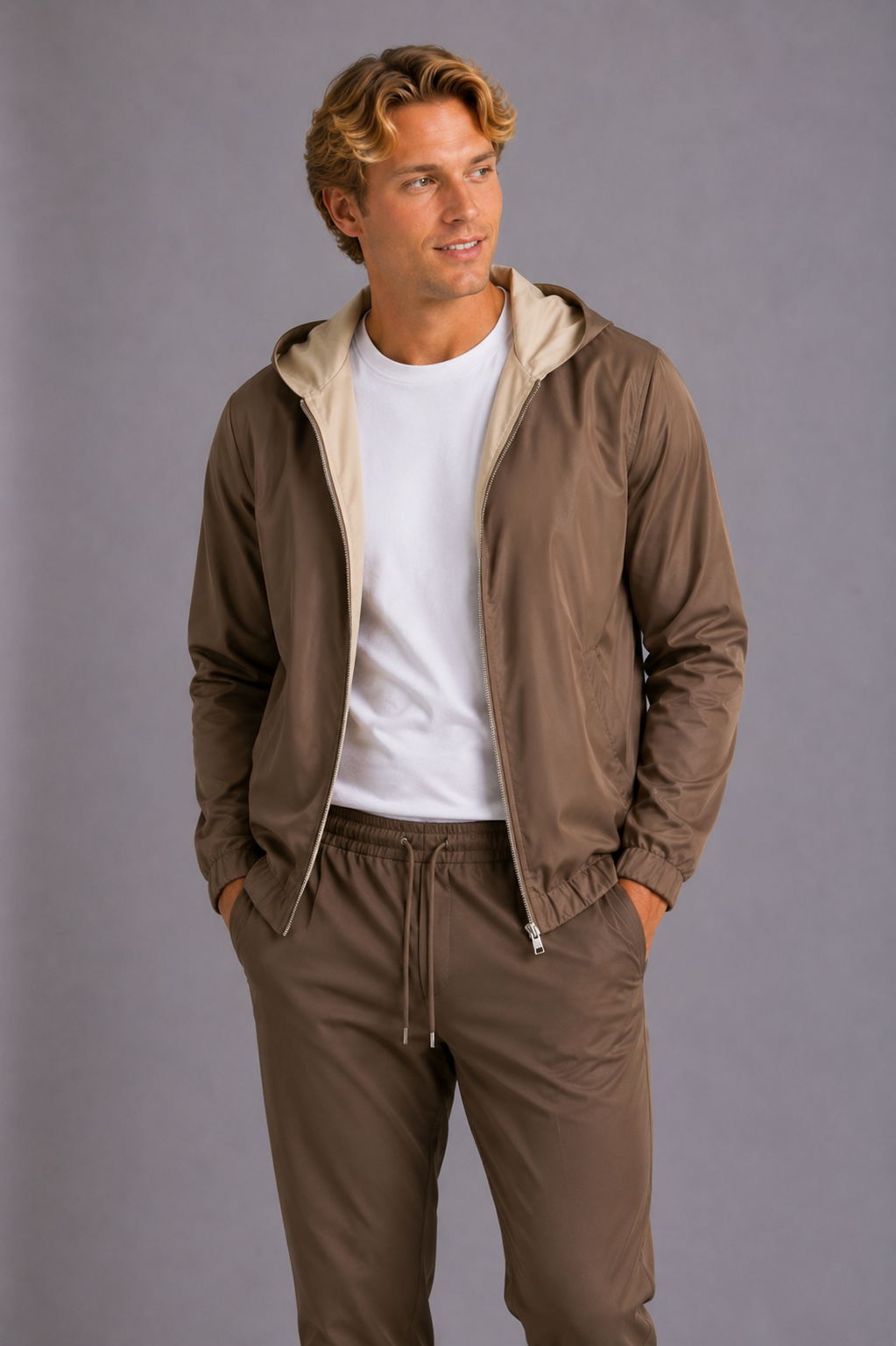 LIAM™ | Milano Hooded Jacket - Champagne