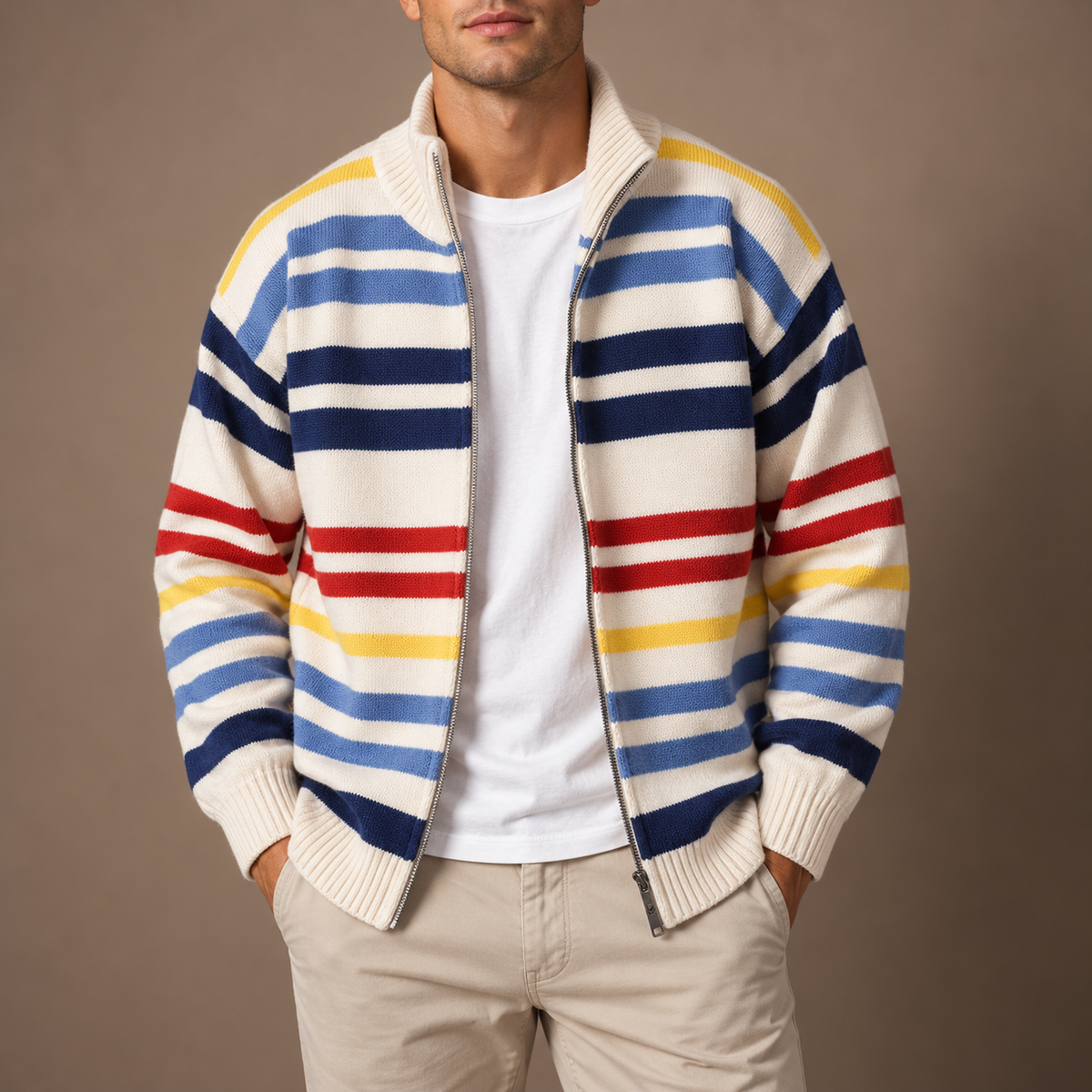 LIAM™ | Emmett Striped Zip Cardigan
