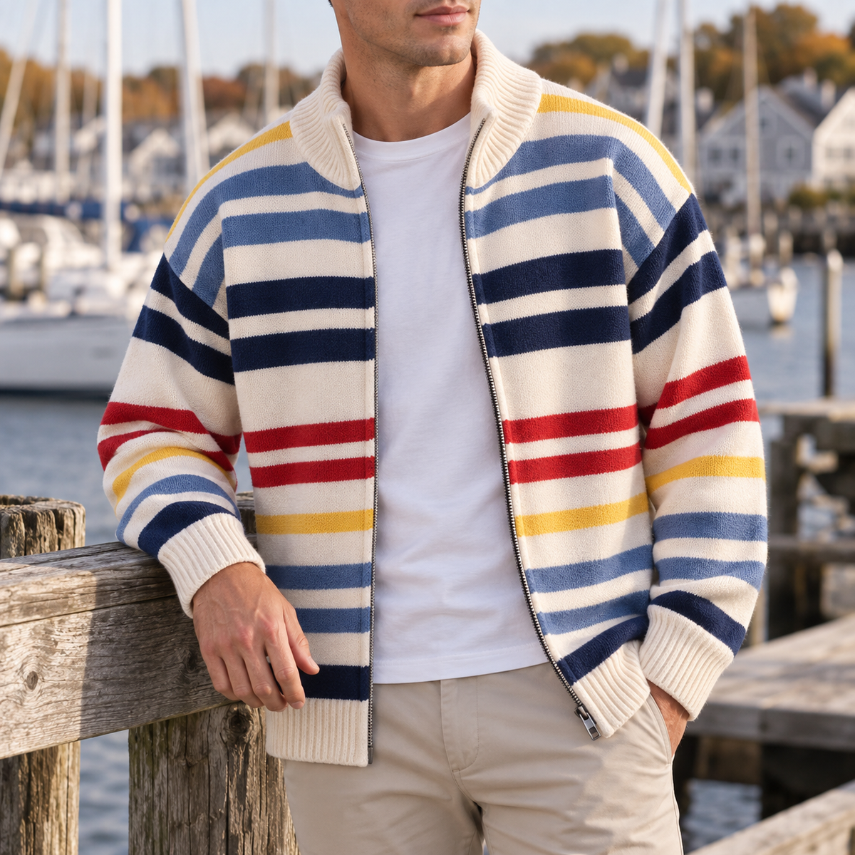 LIAM™ | Emmett Striped Zip Cardigan