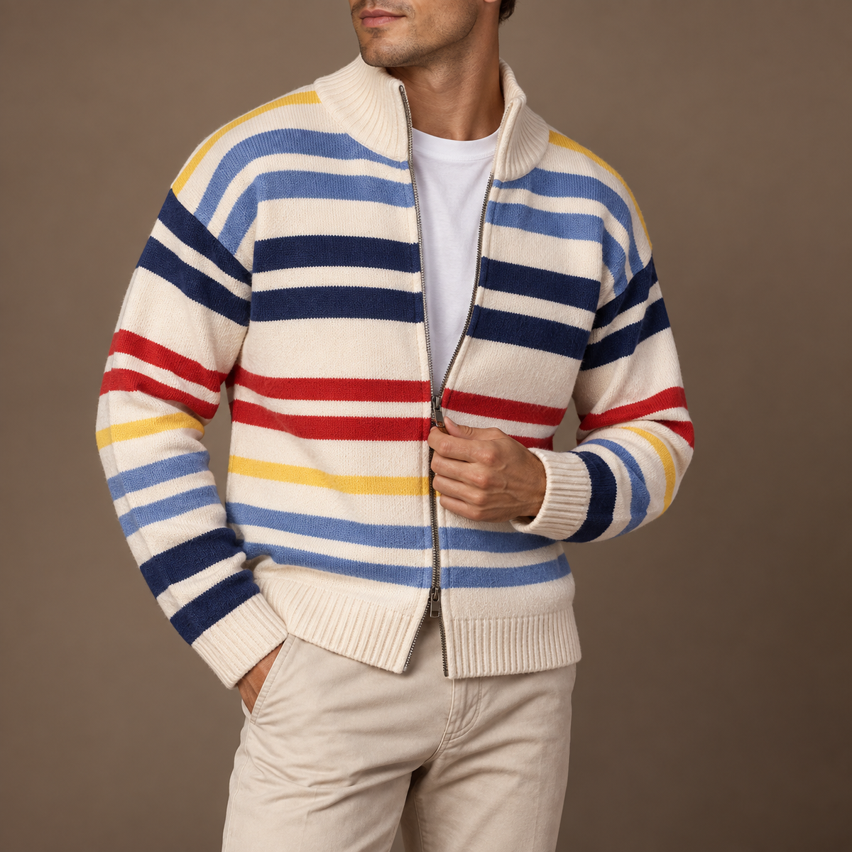 LIAM™ | Emmett Striped Zip Cardigan
