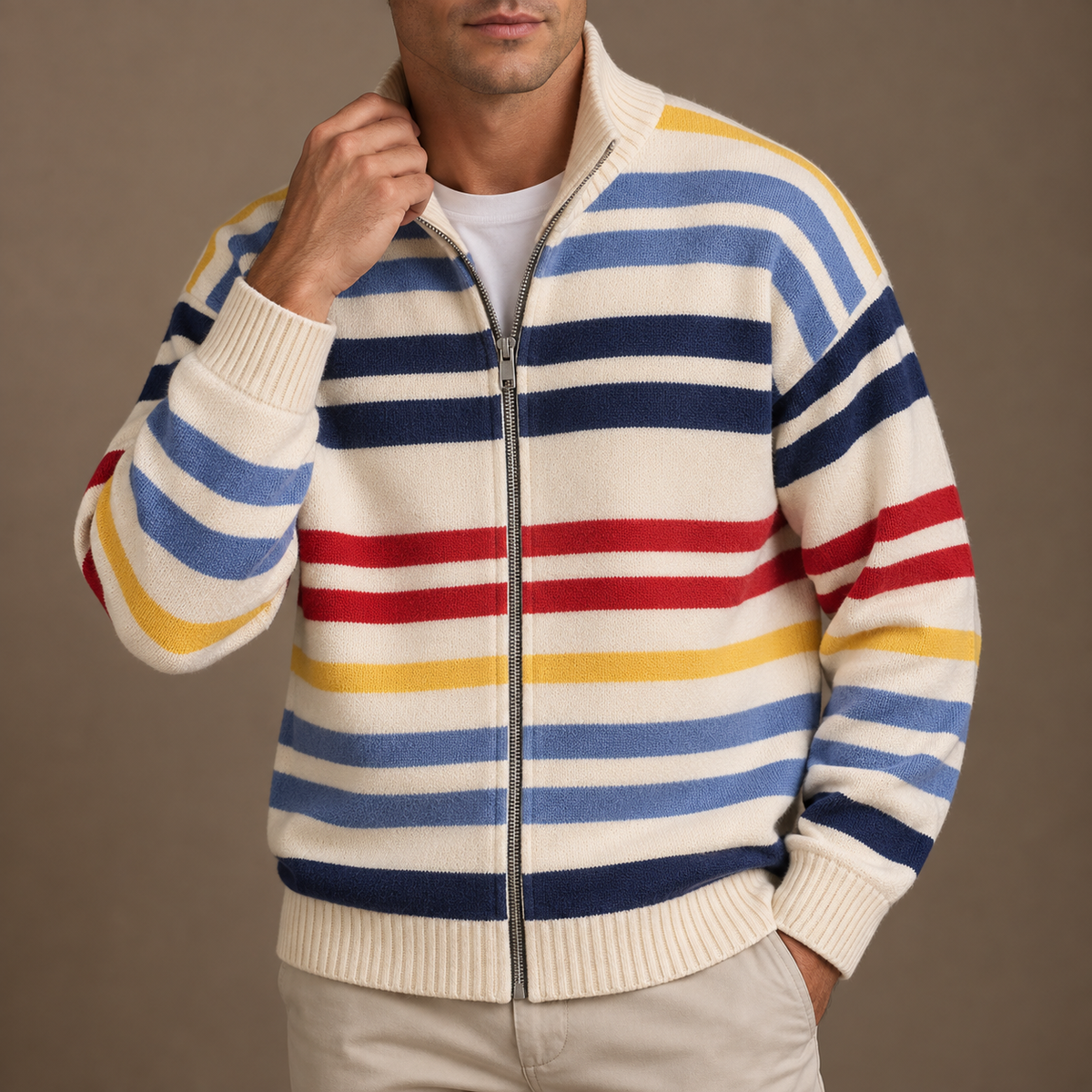 LIAM™ | Emmett Striped Zip Cardigan