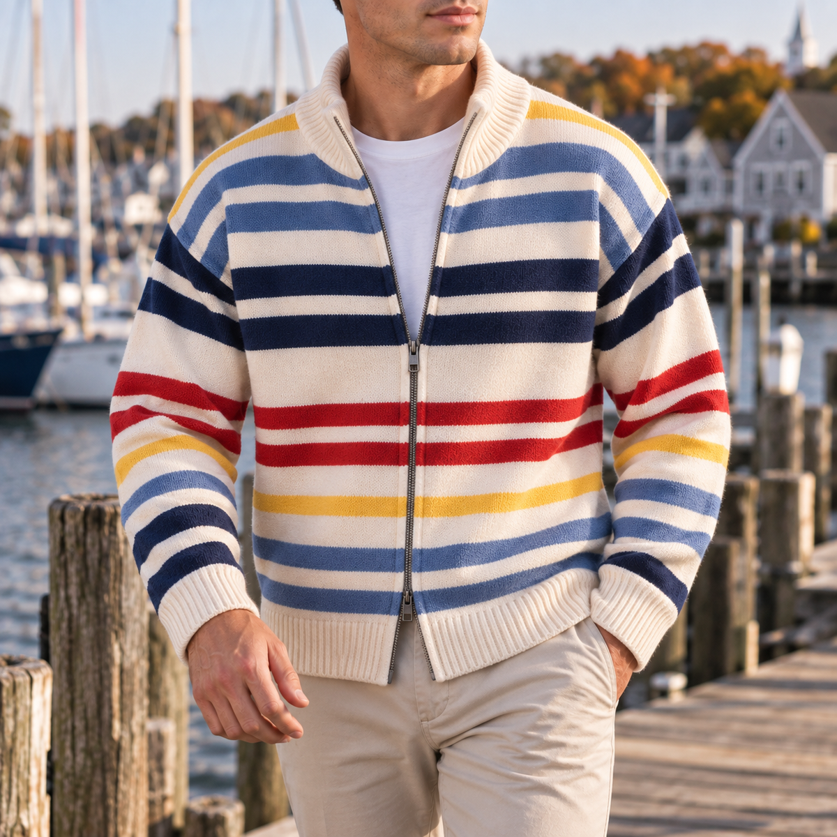 LIAM™ | Emmett Striped Zip Cardigan