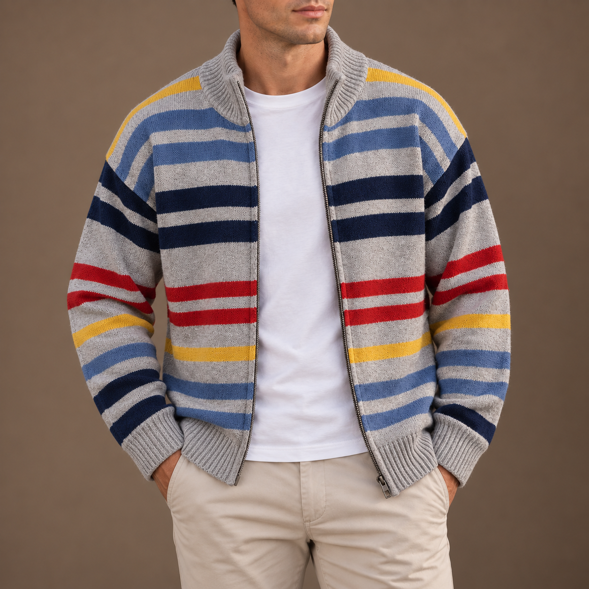 LIAM™ | Emmett Striped Zip Cardigan