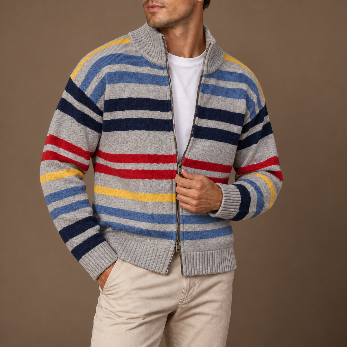 LIAM™ | Emmett Striped Zip Cardigan